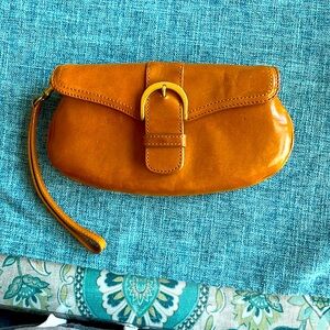 Brahmin Tan Leather Wristlet Clutch